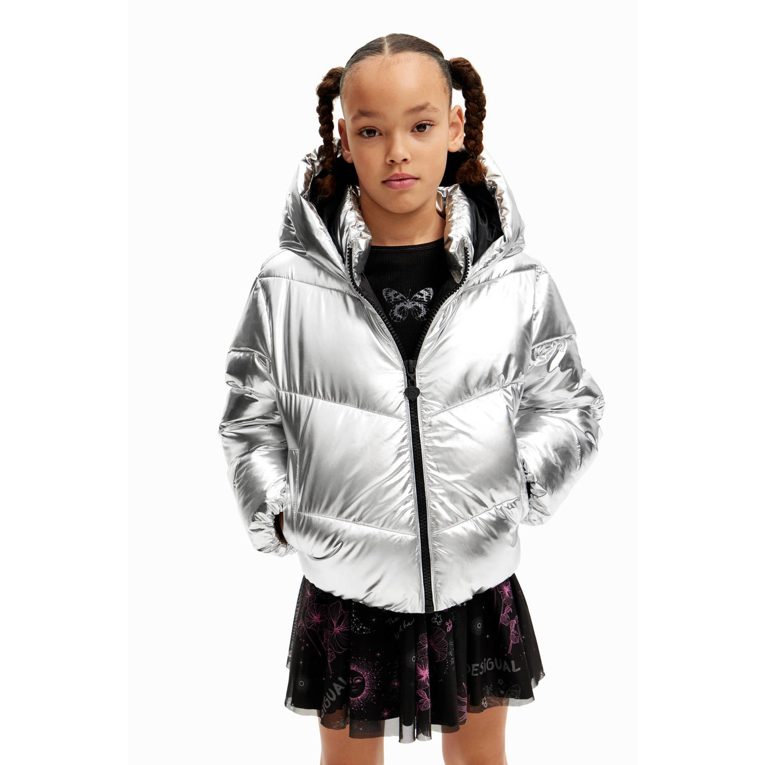 Desigual gewatteerde winterjas zilver