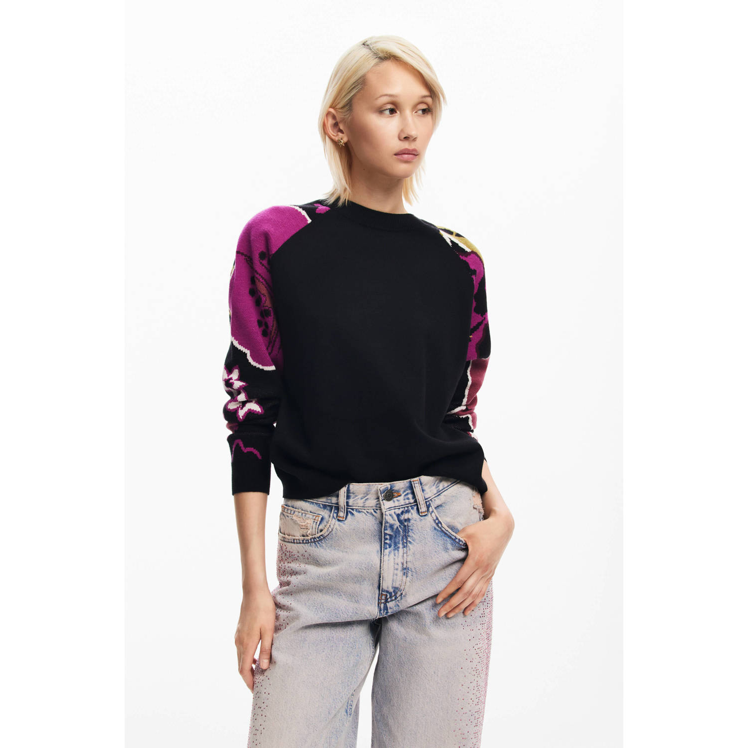 Desigual Sweater Trui met raglanmouwen met bloemenprint