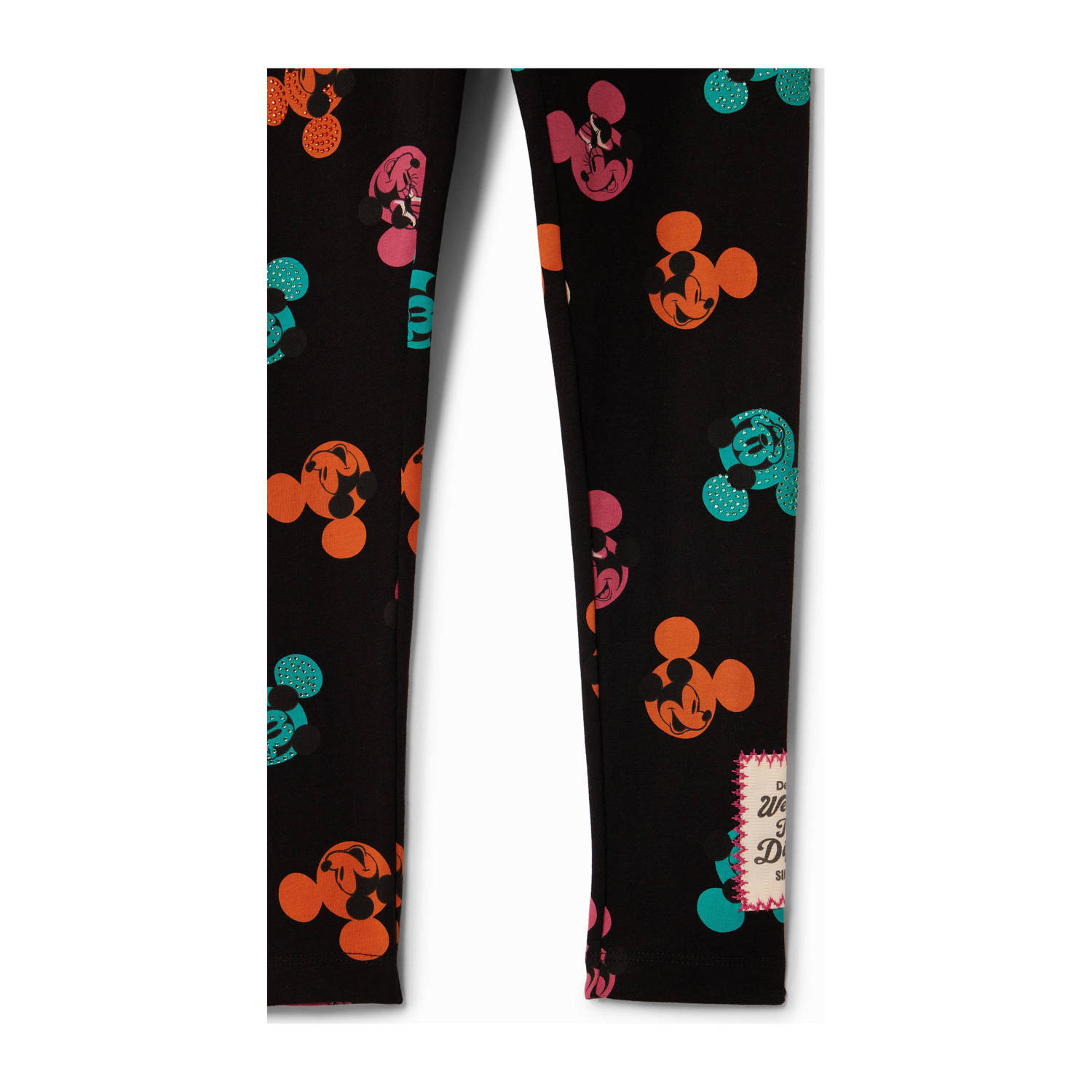 Desigual Minnie Mouse legging met all over print en glitters zwart multicolor