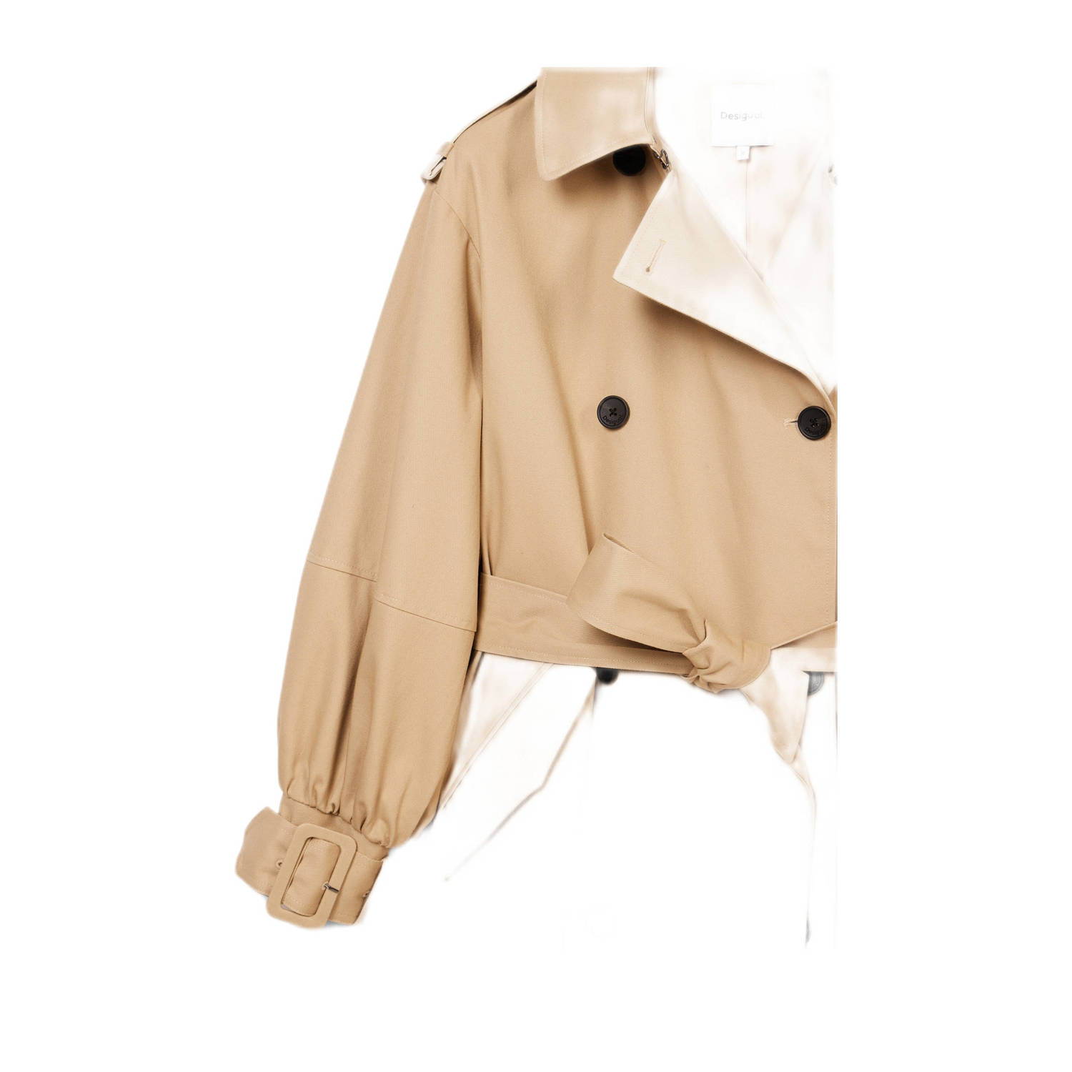 Desigual Beige Button-Up Jas met Reverskraag Beige Dames