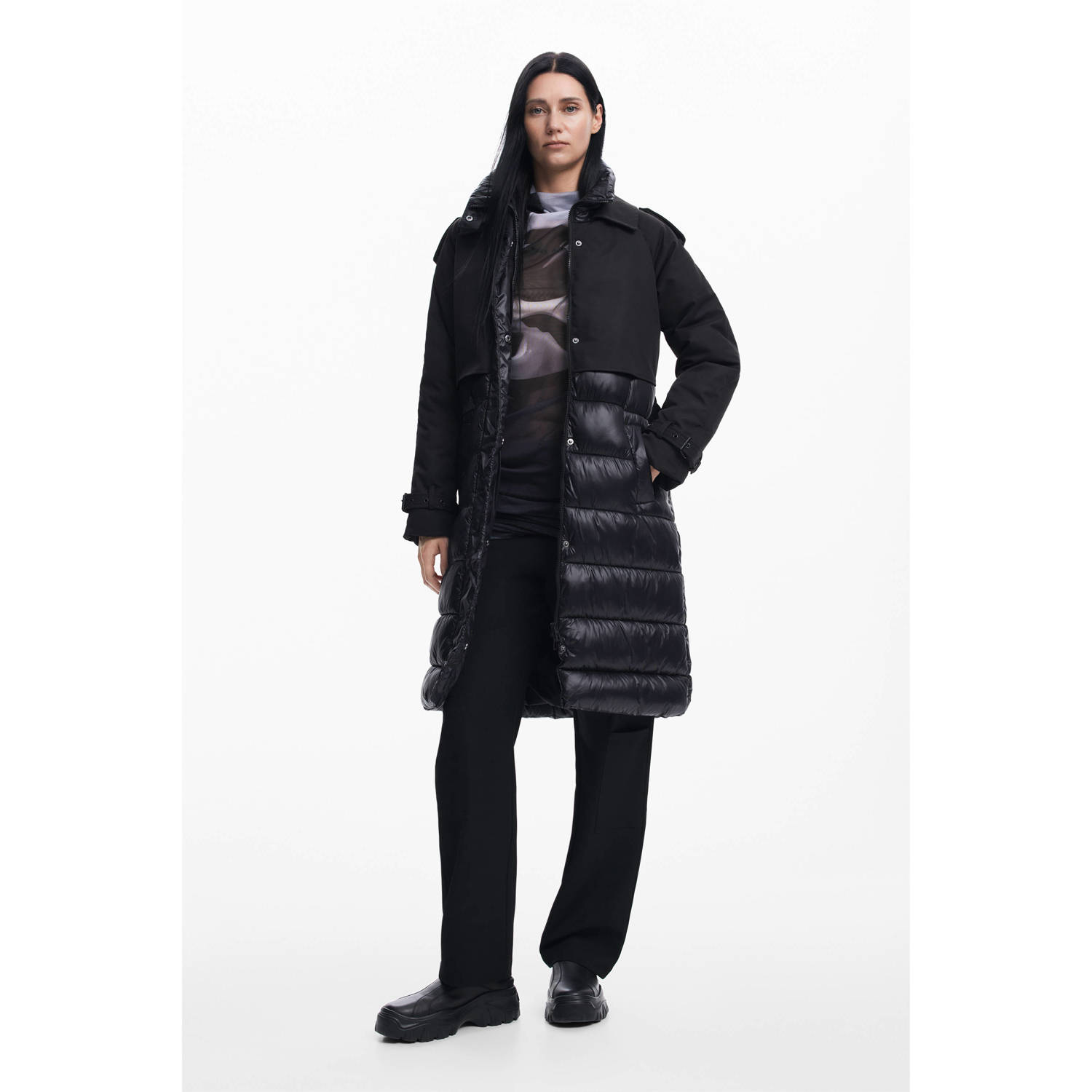 Desigual gewatteerde winterjas zwart