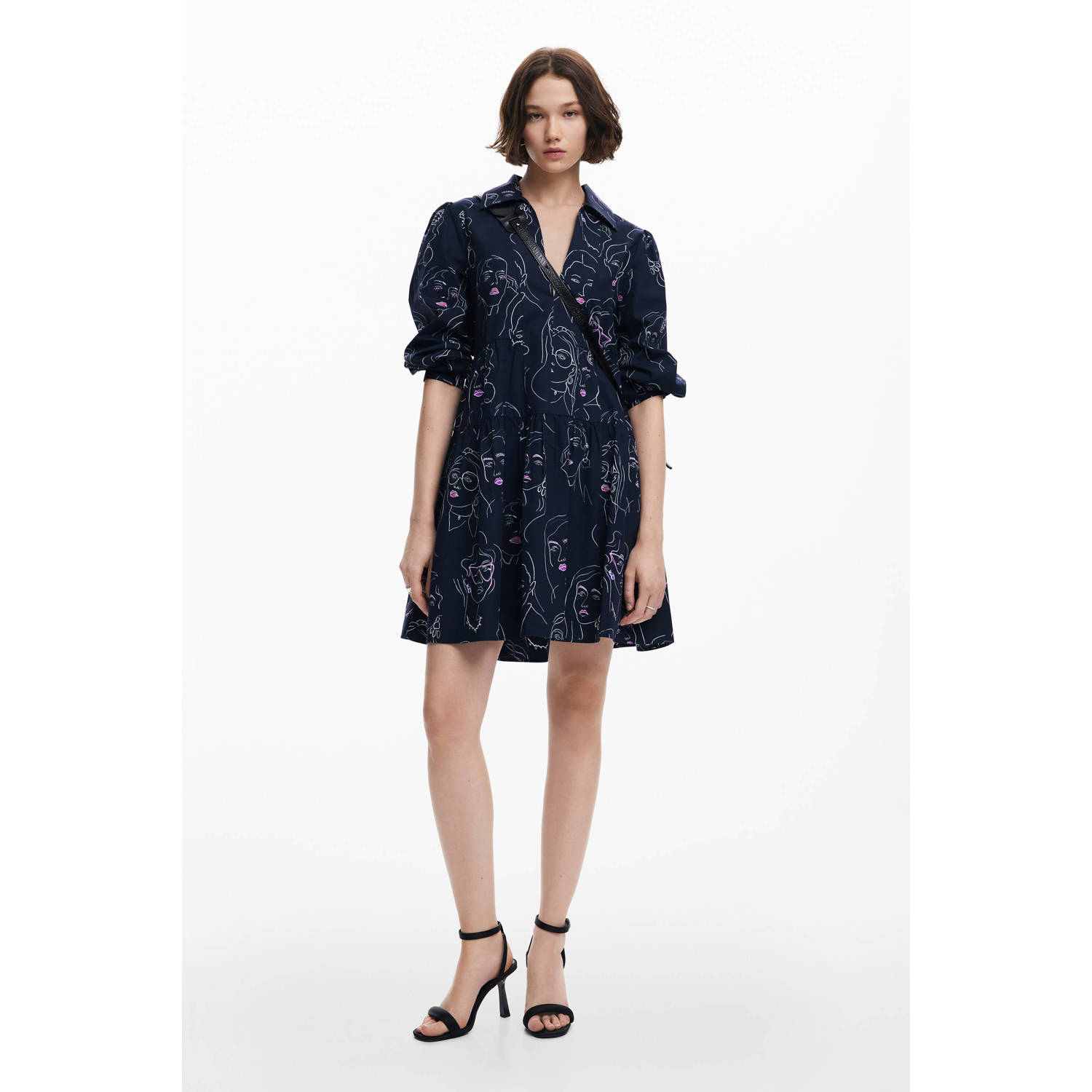 Desigual jurk met all over print donkerblauw