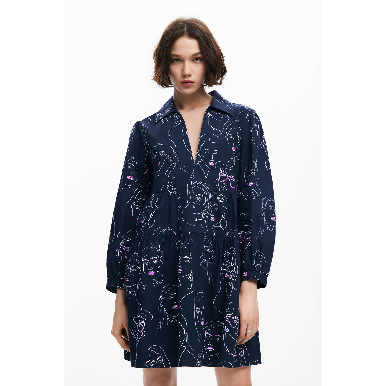 Desigual jurk met all over print donkerblauw