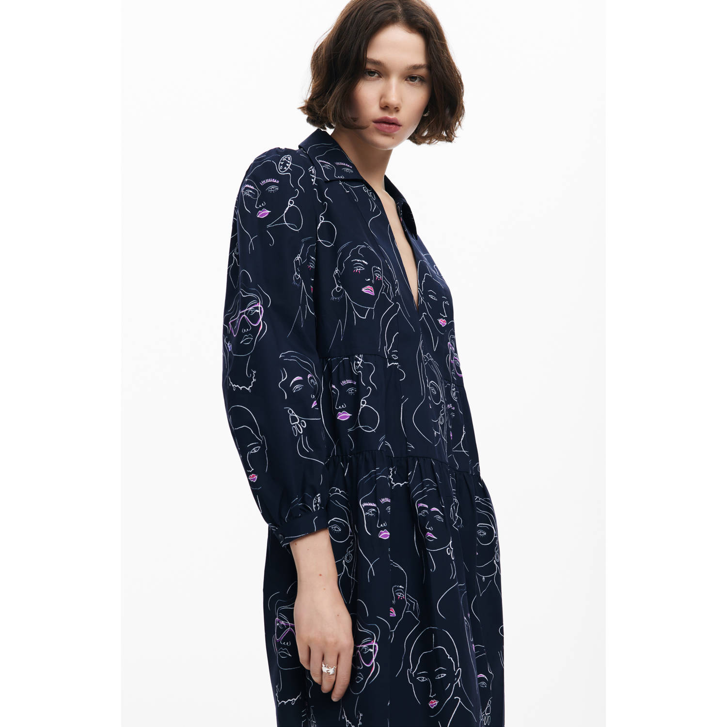 Desigual jurk met all over print donkerblauw