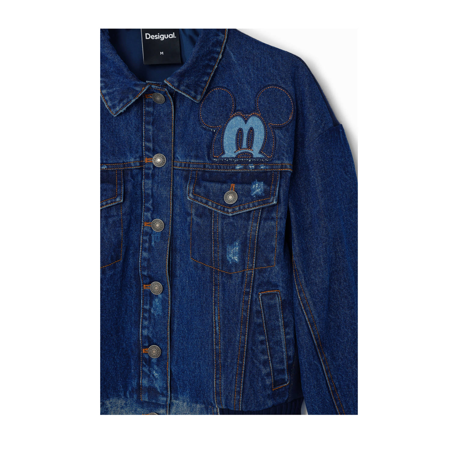 Desigual spijkerjasje met printopdruk dark blue denim