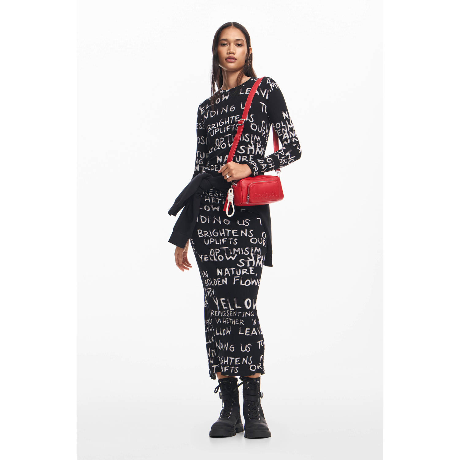 Desigual Zwart Print Jurk Herfst Winter Vrouwen Black Dames