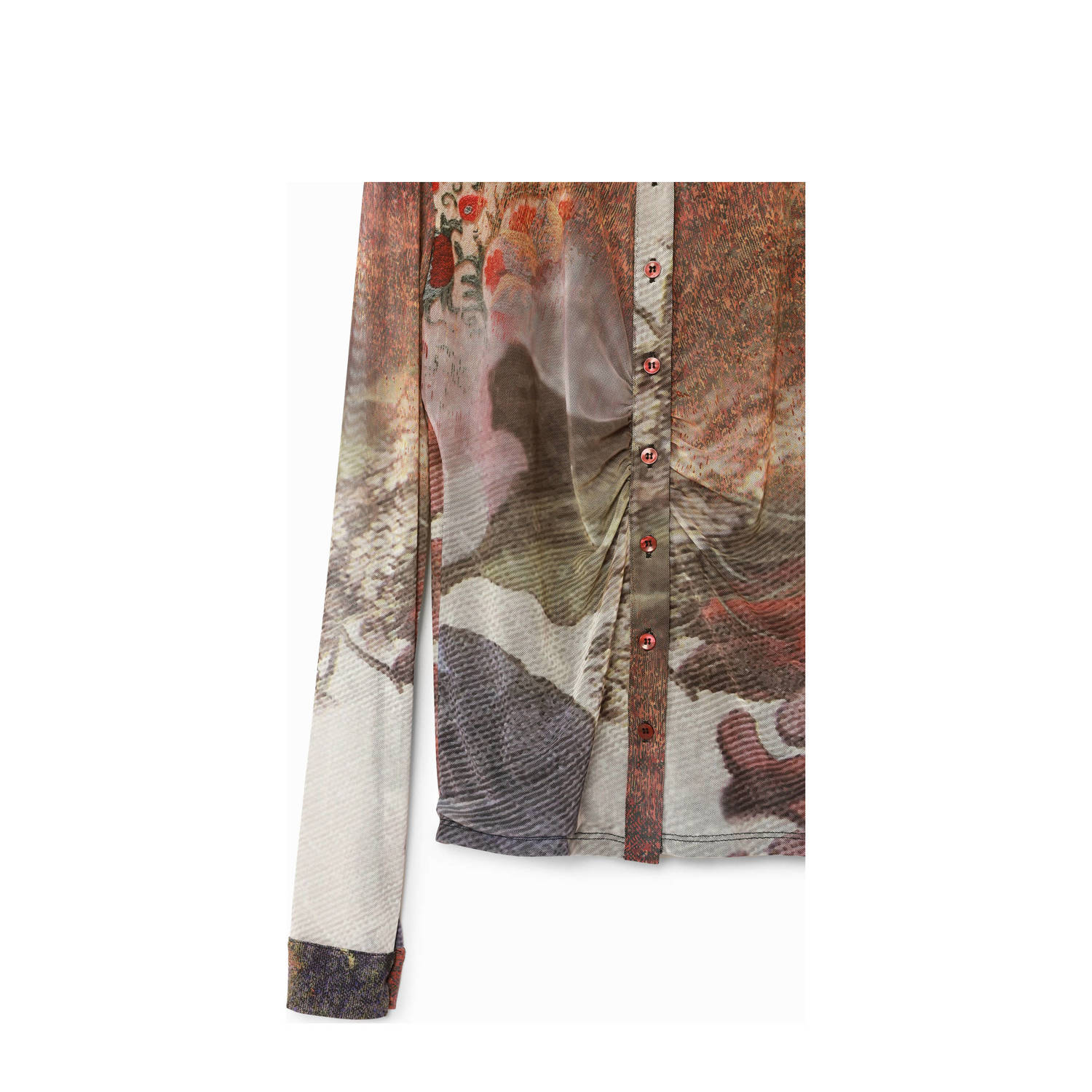 Desigual blouse met all over print bruin multi