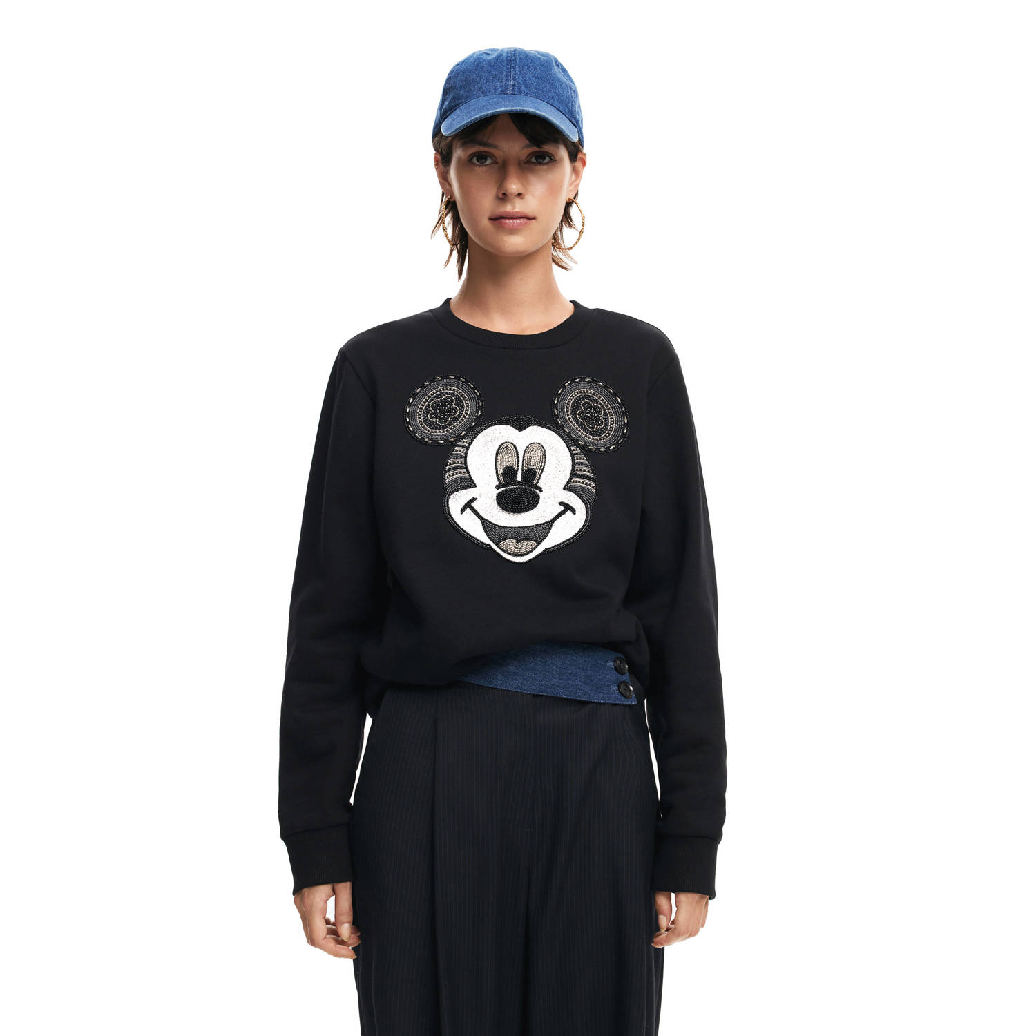 Desigual Zwart Print Langemouwensweatshirt Black Dames