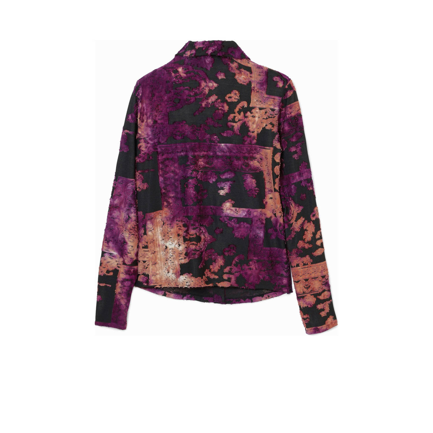 Desigual blouse met all over print donkerpaars oranje zwart
