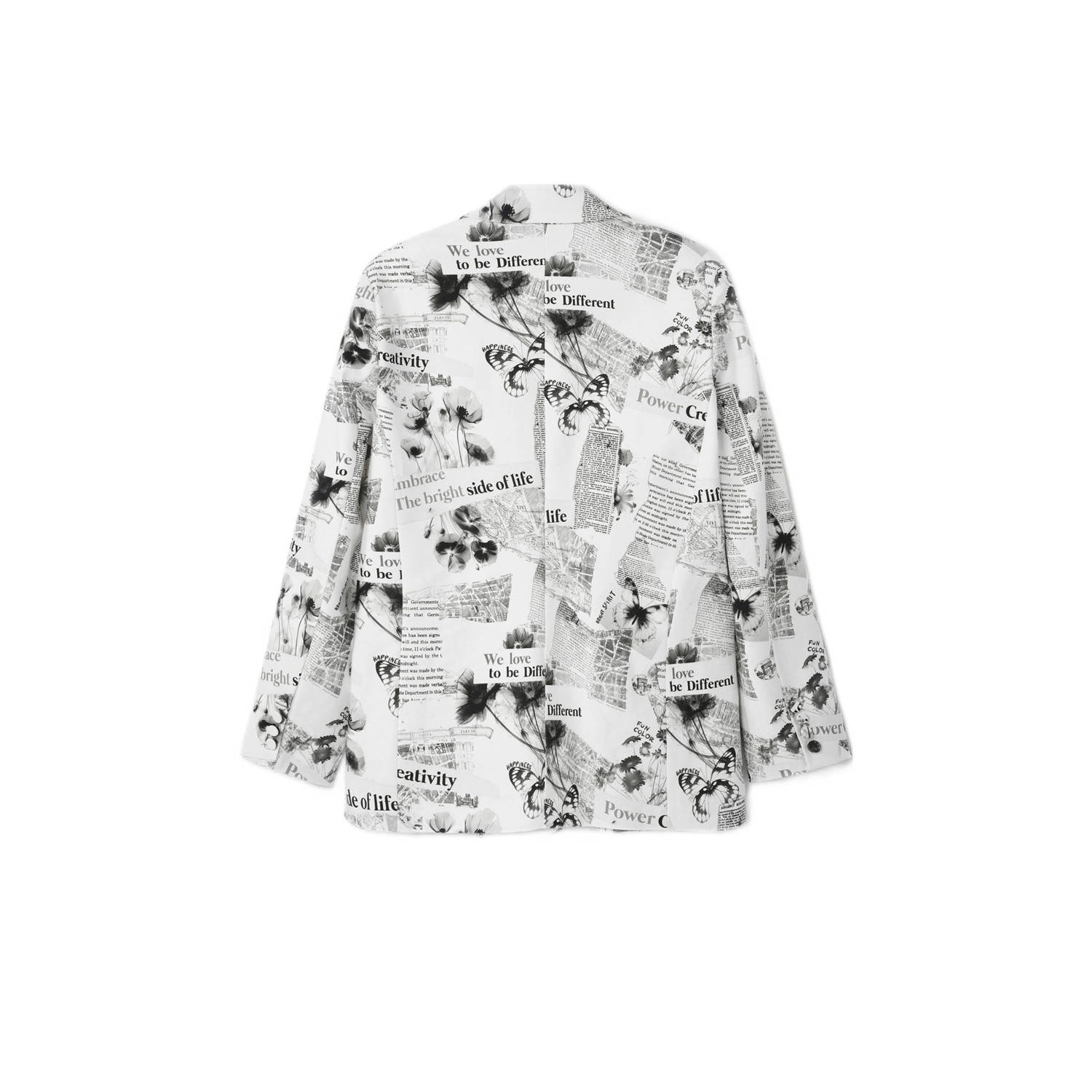 Desigual rechtvallende blazer met all over print ecru zwart