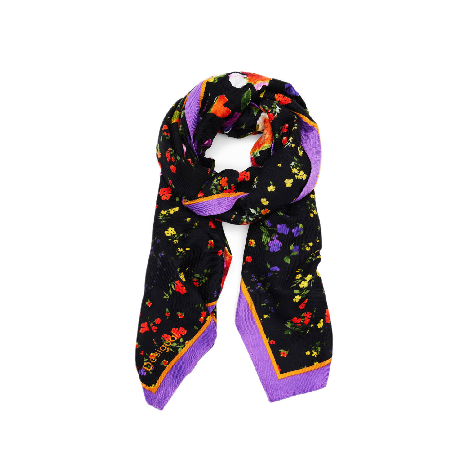 Desigual sjaal met bloemenprint zwart