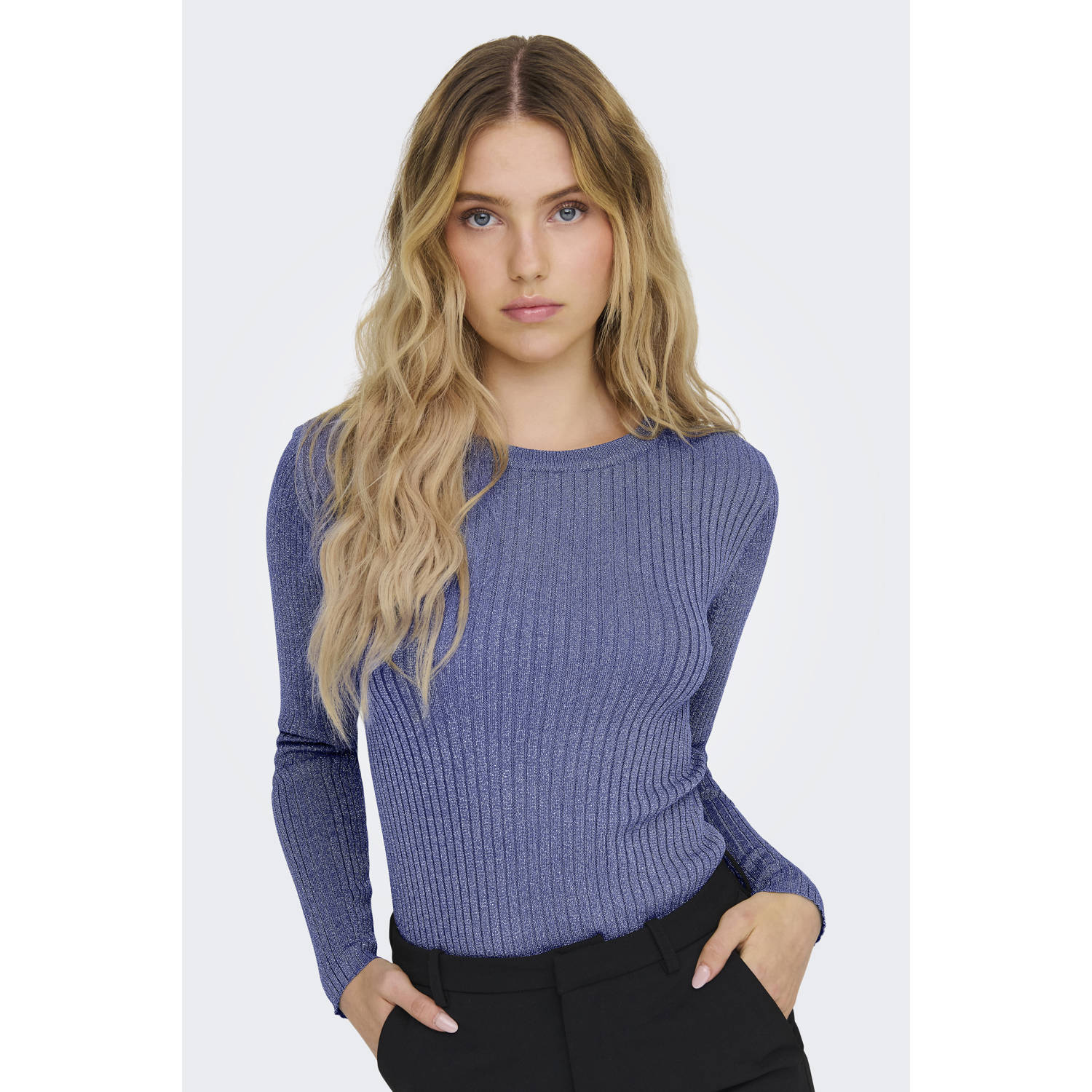 JDY Shelly Sterk x Wehkamp glitter PLUM trui blauw
