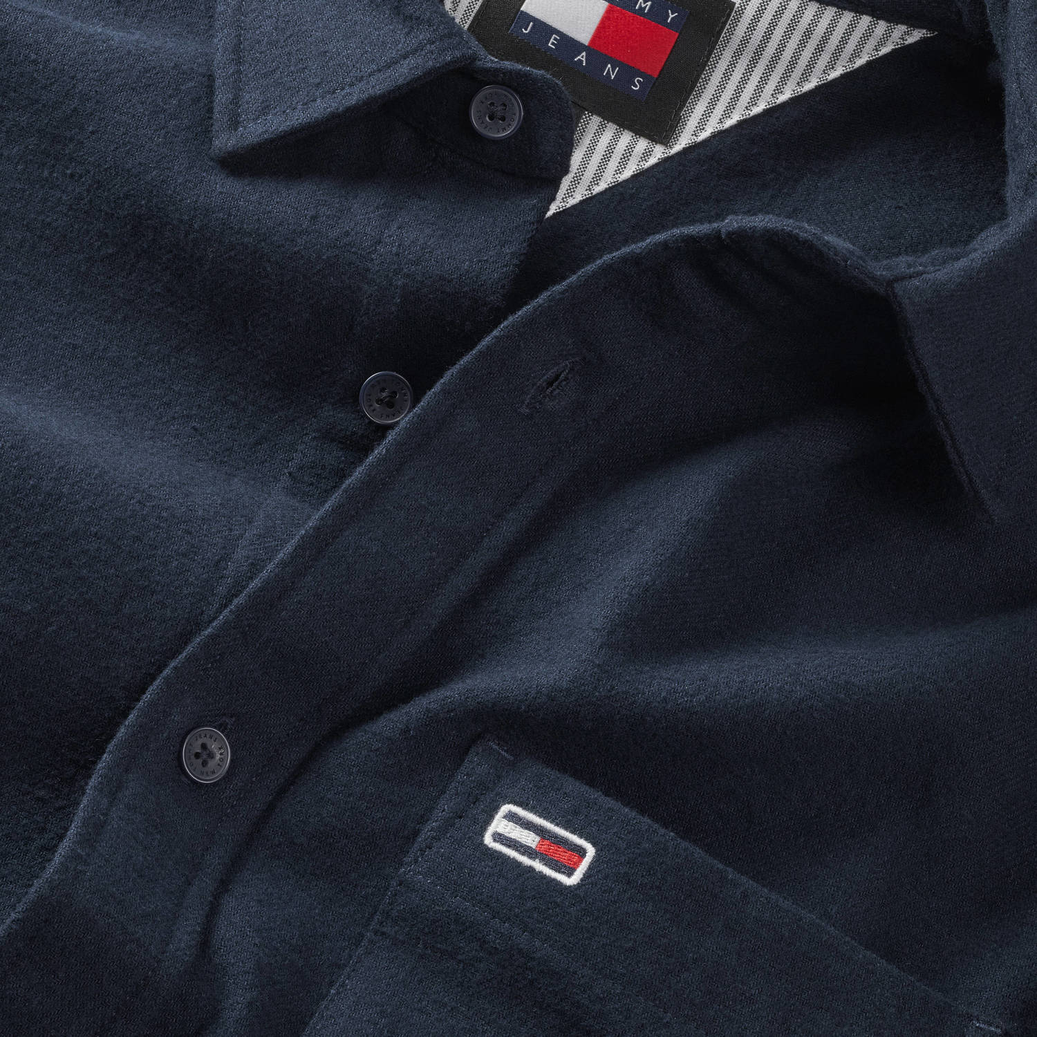 Tommy Jeans flanellen regular fit overhemd dark night navy