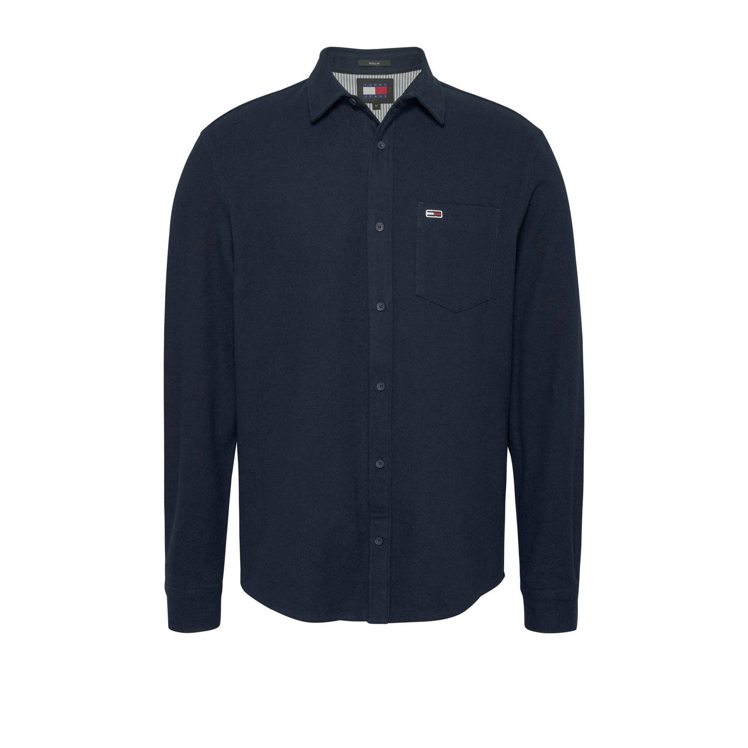 Tommy Jeans flanellen regular fit overhemd dark night navy