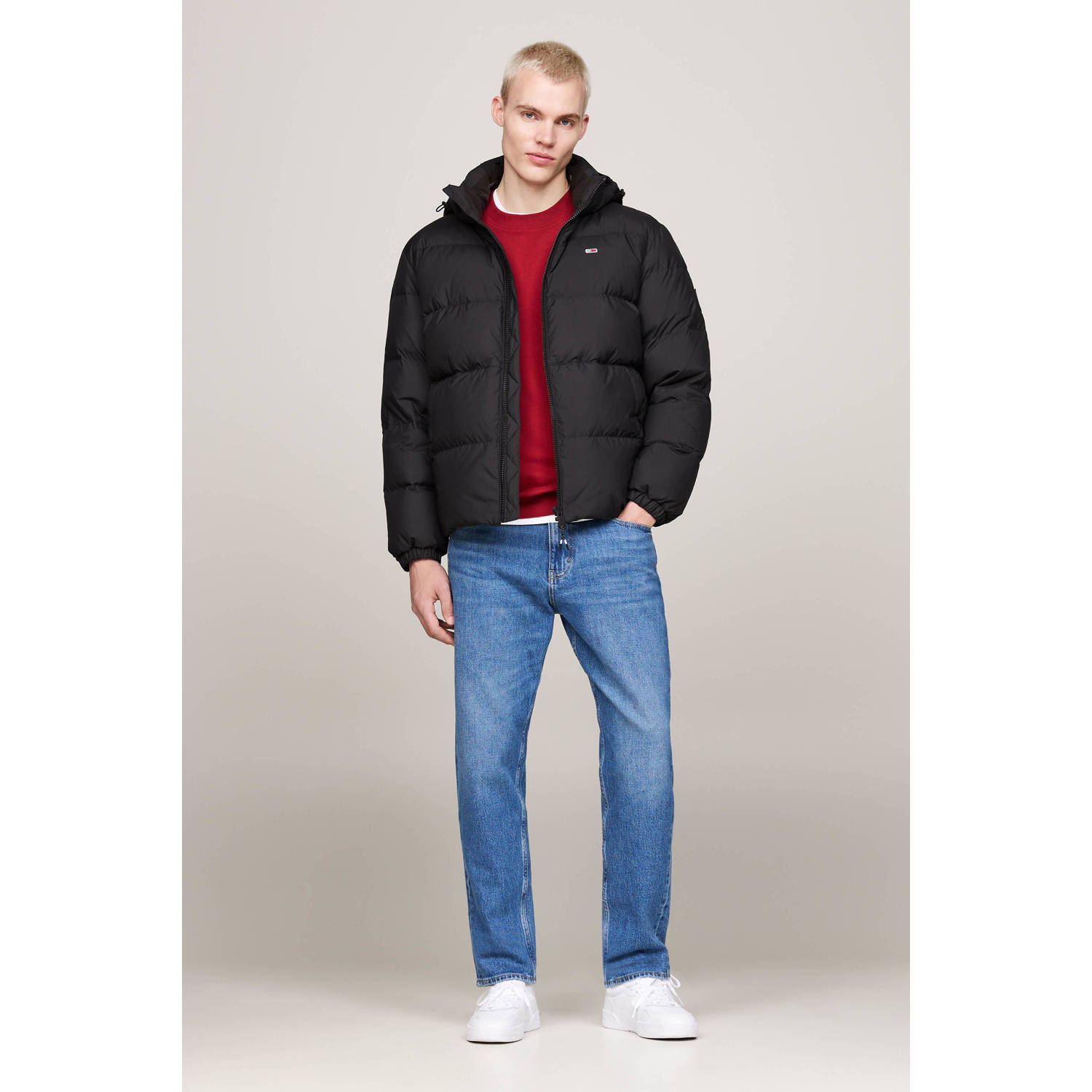 Tommy Jeans gewatteerde winterjas zwart