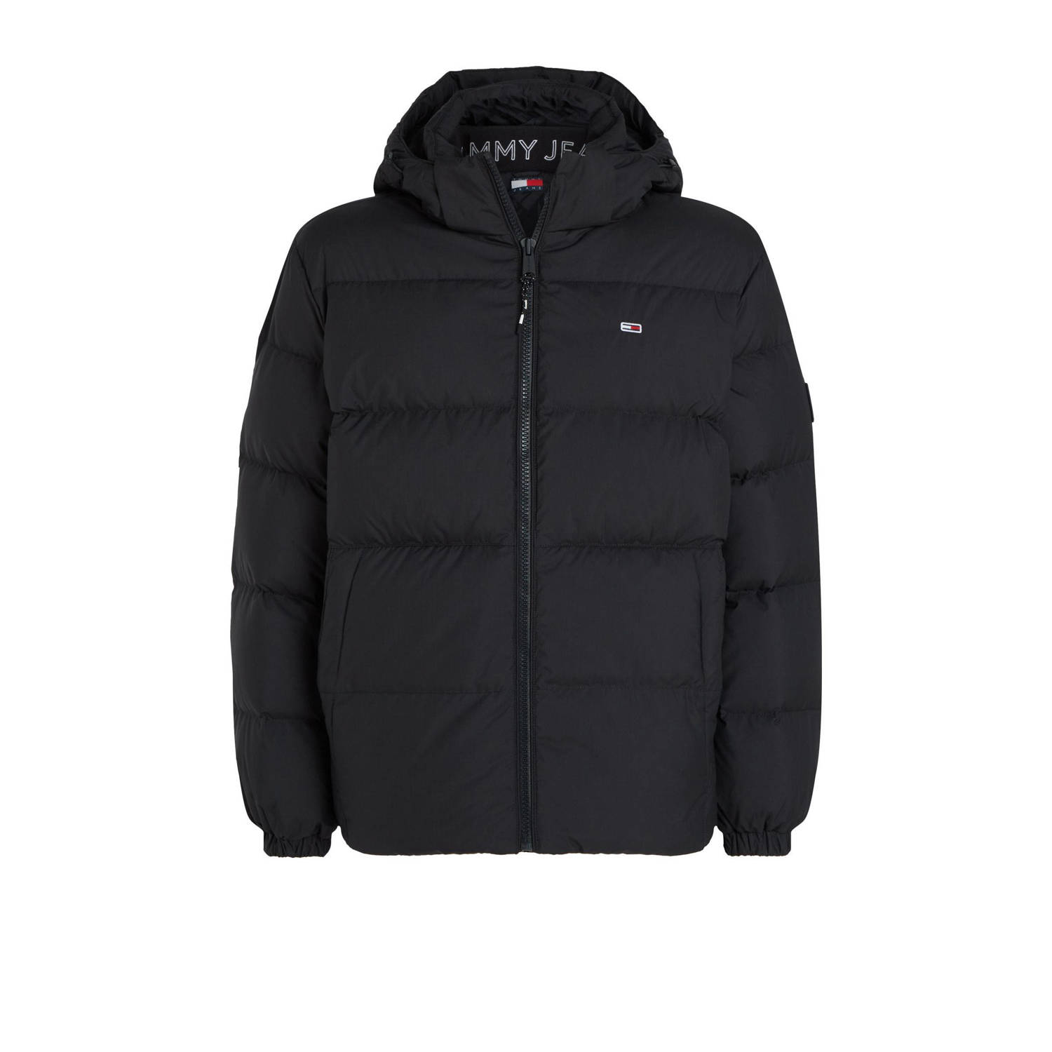 Tommy Hilfiger Zwarte Polyesterjas | Stijlvol Ontwerp Black Heren