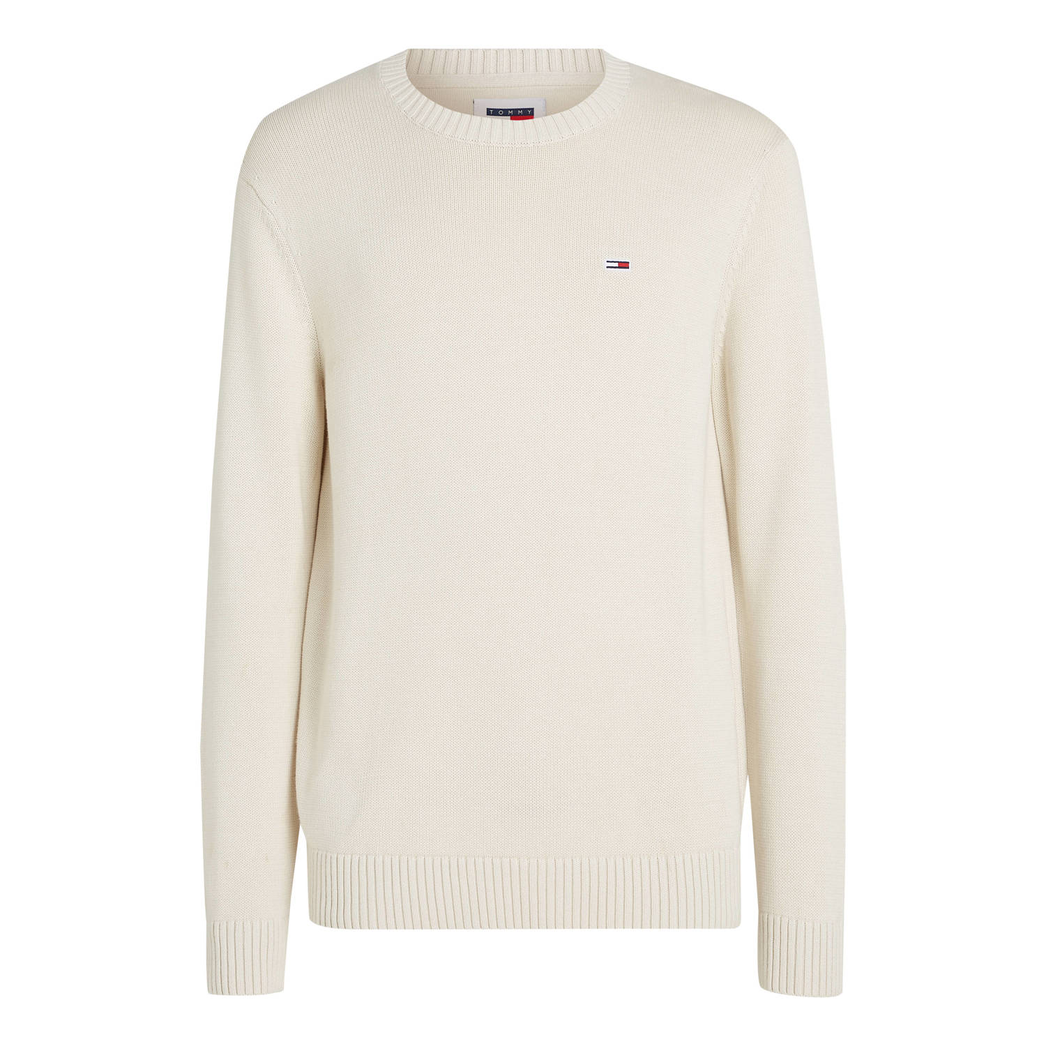 Tommy Hilfiger Katoenen Crewneck Sweater met Logo Borduurwerk Beige Heren