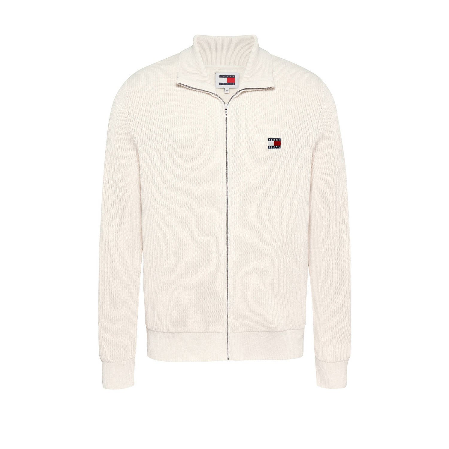 Tommy Jeans ribgebreid vest met wol en logo newsprint