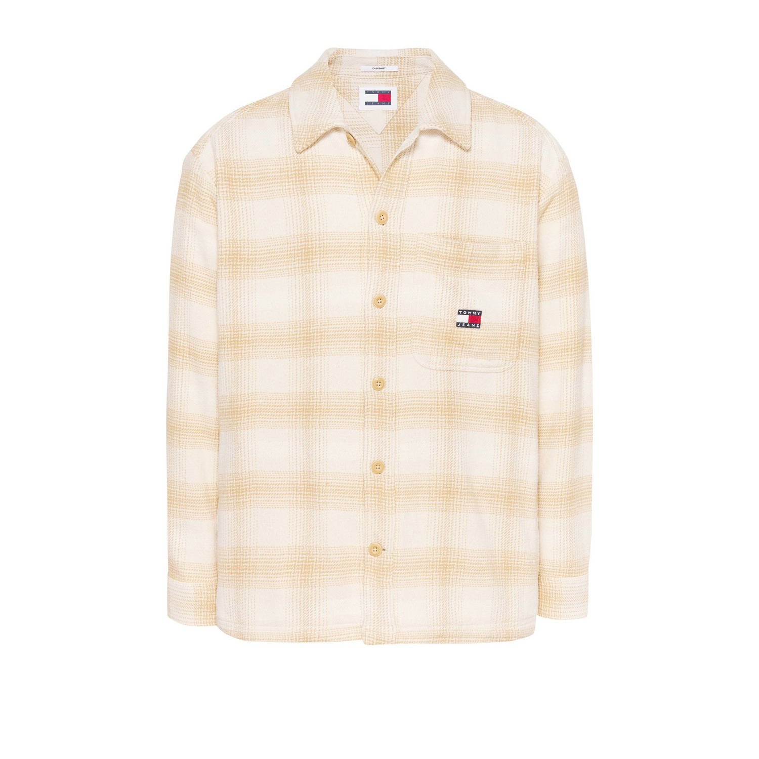 TOMMY JEANS Heren Overhemden Tjm Badge Check Overshirt Beige