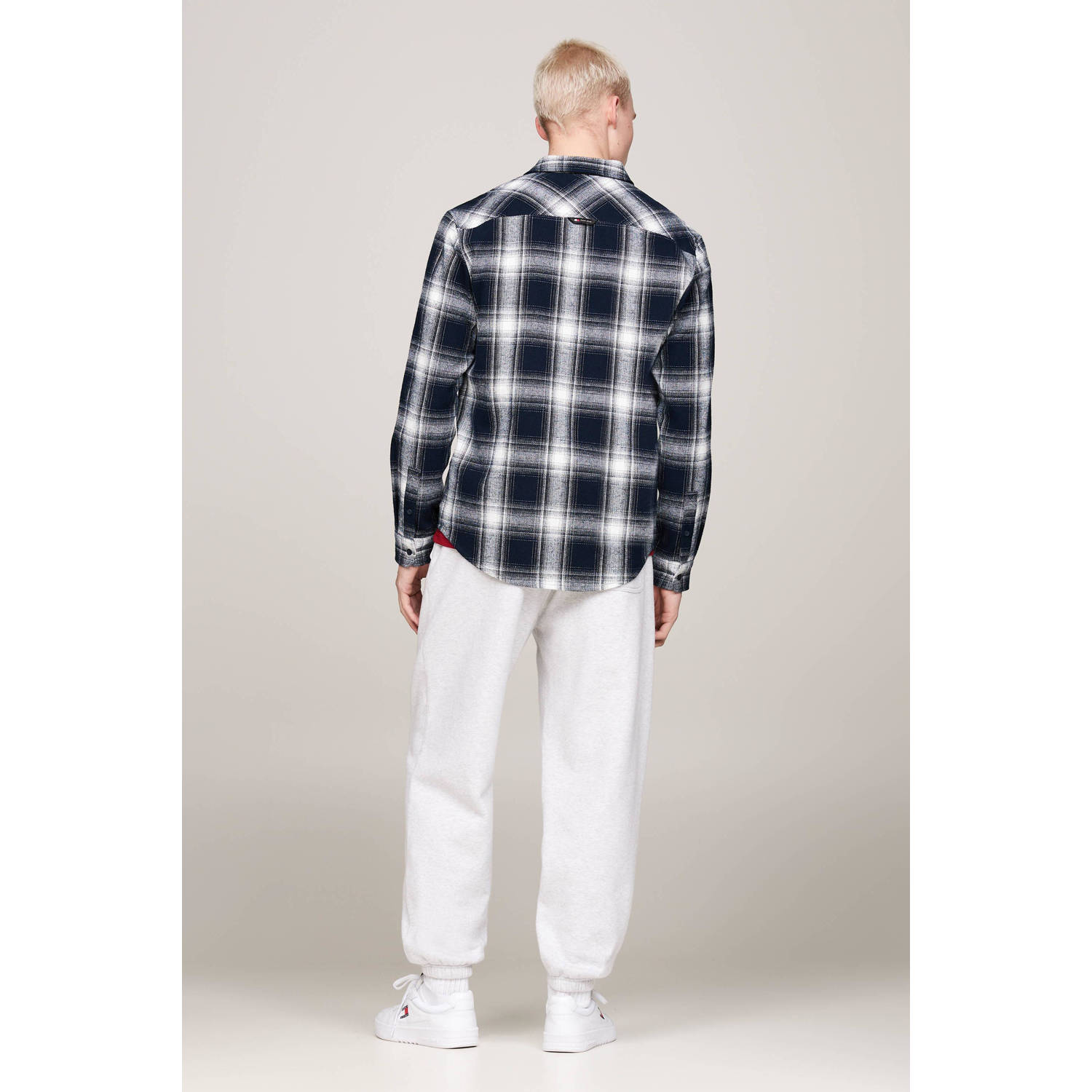 Tommy Jeans geruit flanellen regular fit overhemd dark night navy