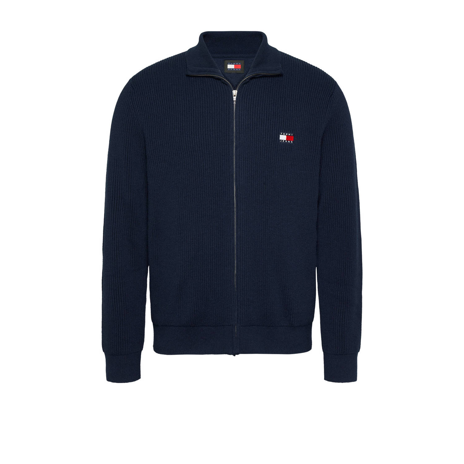 Tommy Jeans ribgebreid vest met wol en logo dark night navy