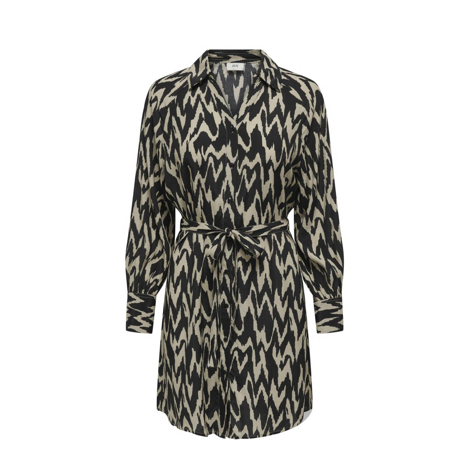 JDY blousejurk MARLOWE met all over print en ceintuur zwart beige
