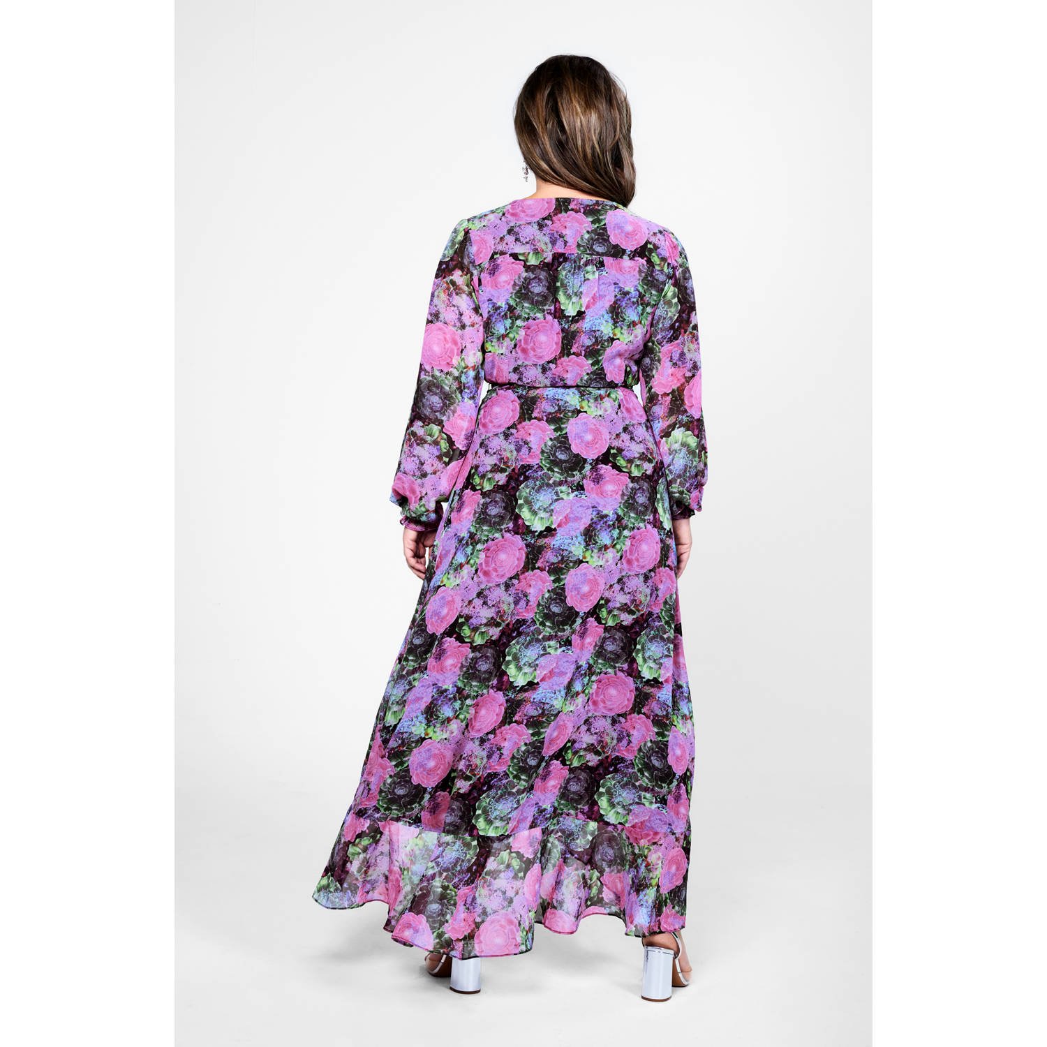 Miljuschka by Wehkamp wikkeljurk met bloemen paars