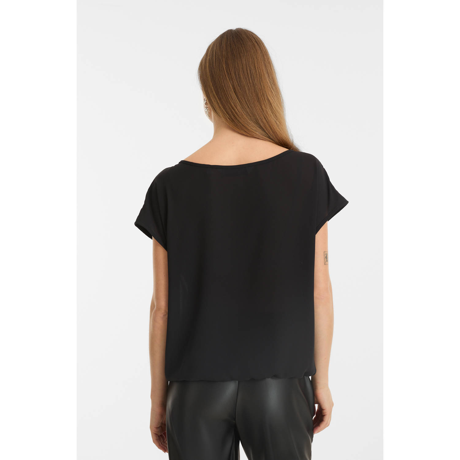 anytime sequin top met pailletten zwart