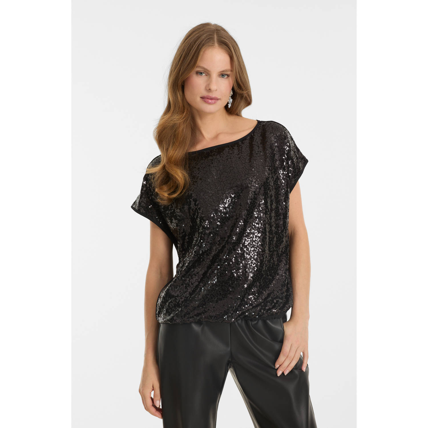 Anytime sequin top met pailletten zwart