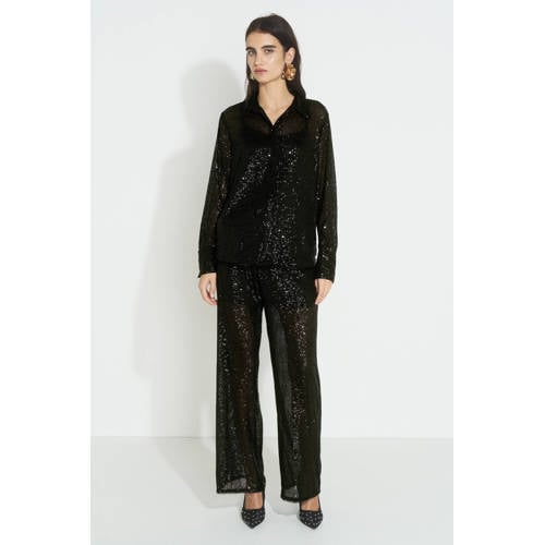 Ruby pailletten blouse zwart afbeelding