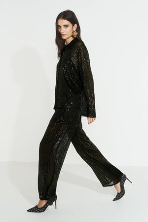pailletten blouse zwart