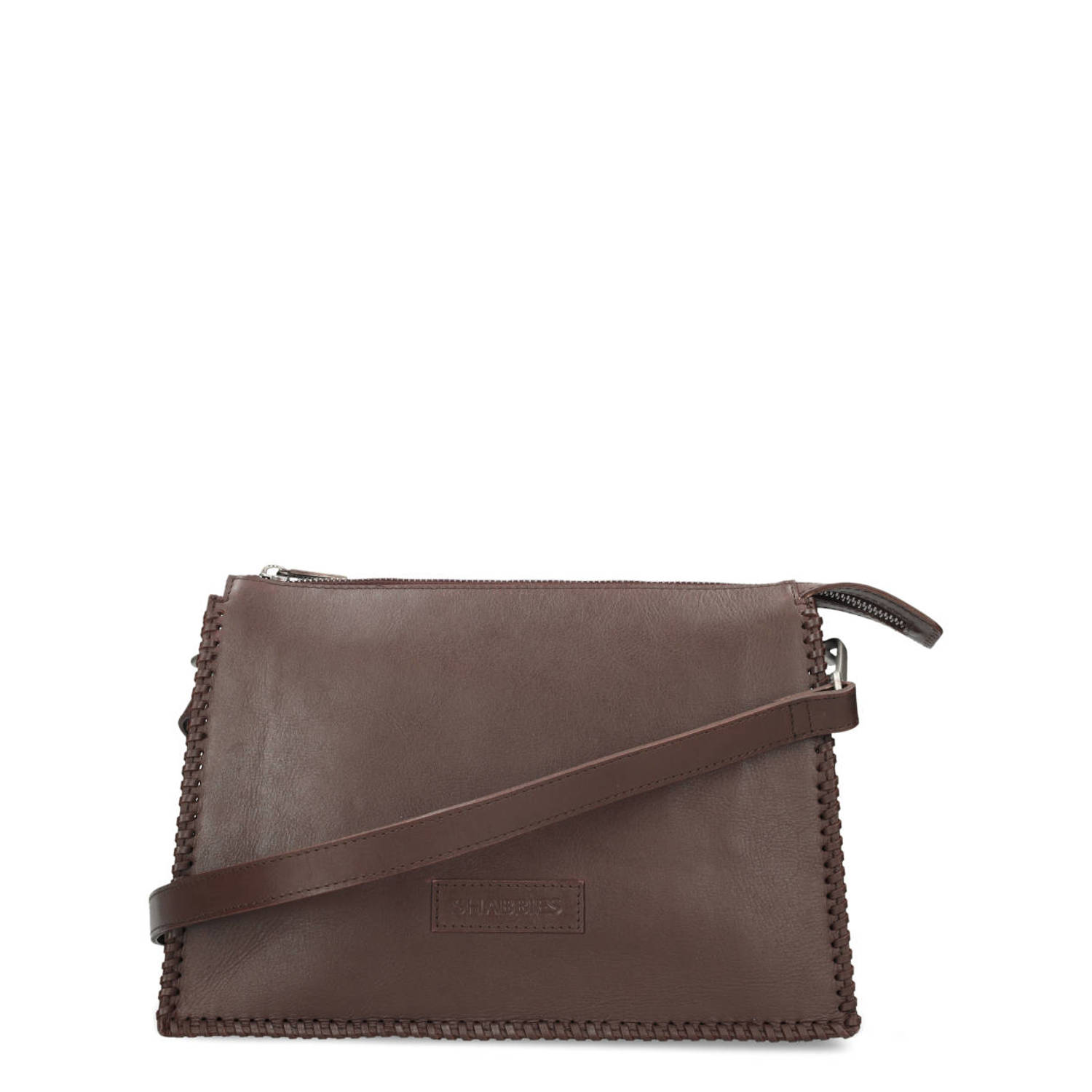 Shabbies Amsterdam leren crossbody tas Noka XL donkerbruin