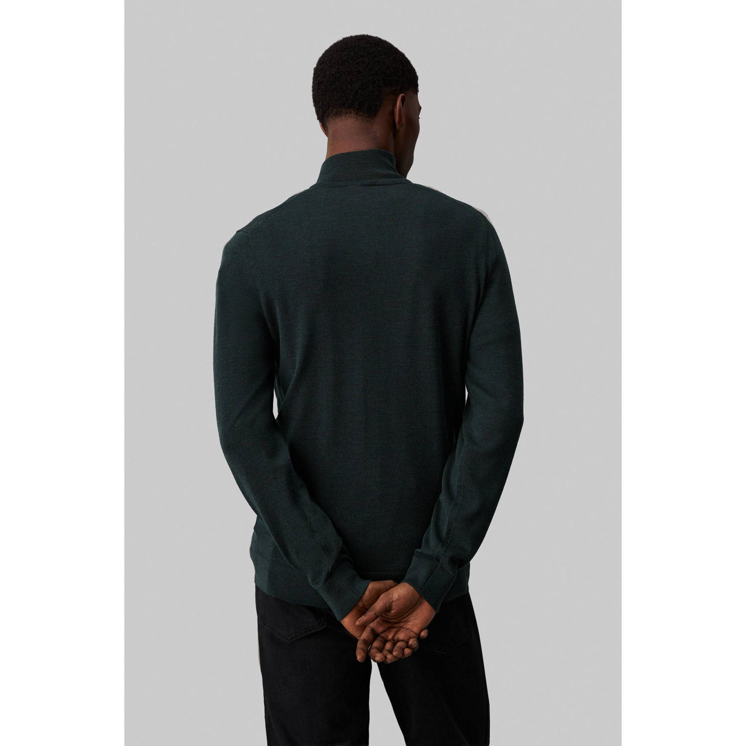 Calvin Klein fijngebreide trui van merinowol en logo Midnight Forest Heather