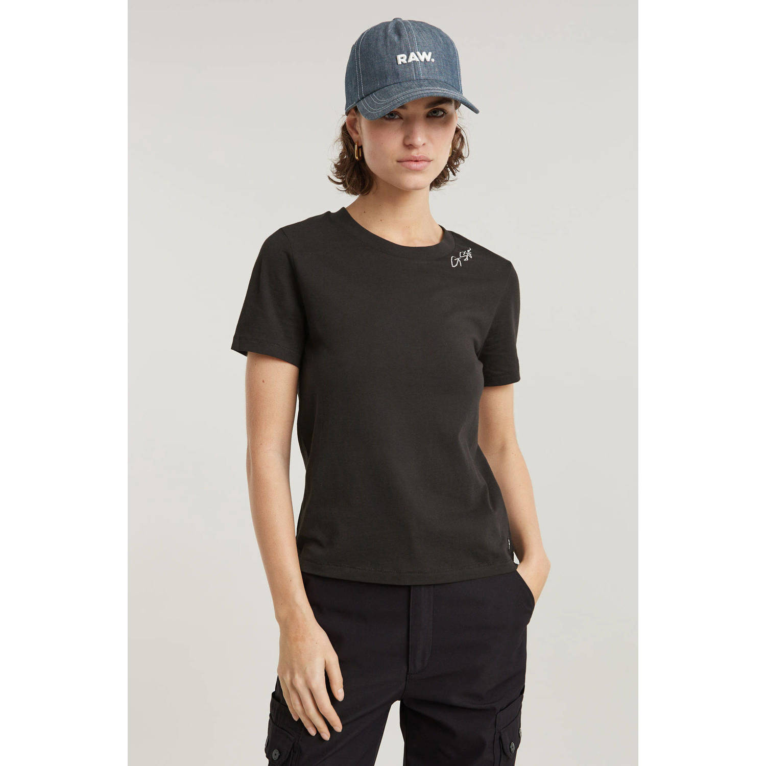 G-Star RAW Faux Embro Logo Top Zwart Dames