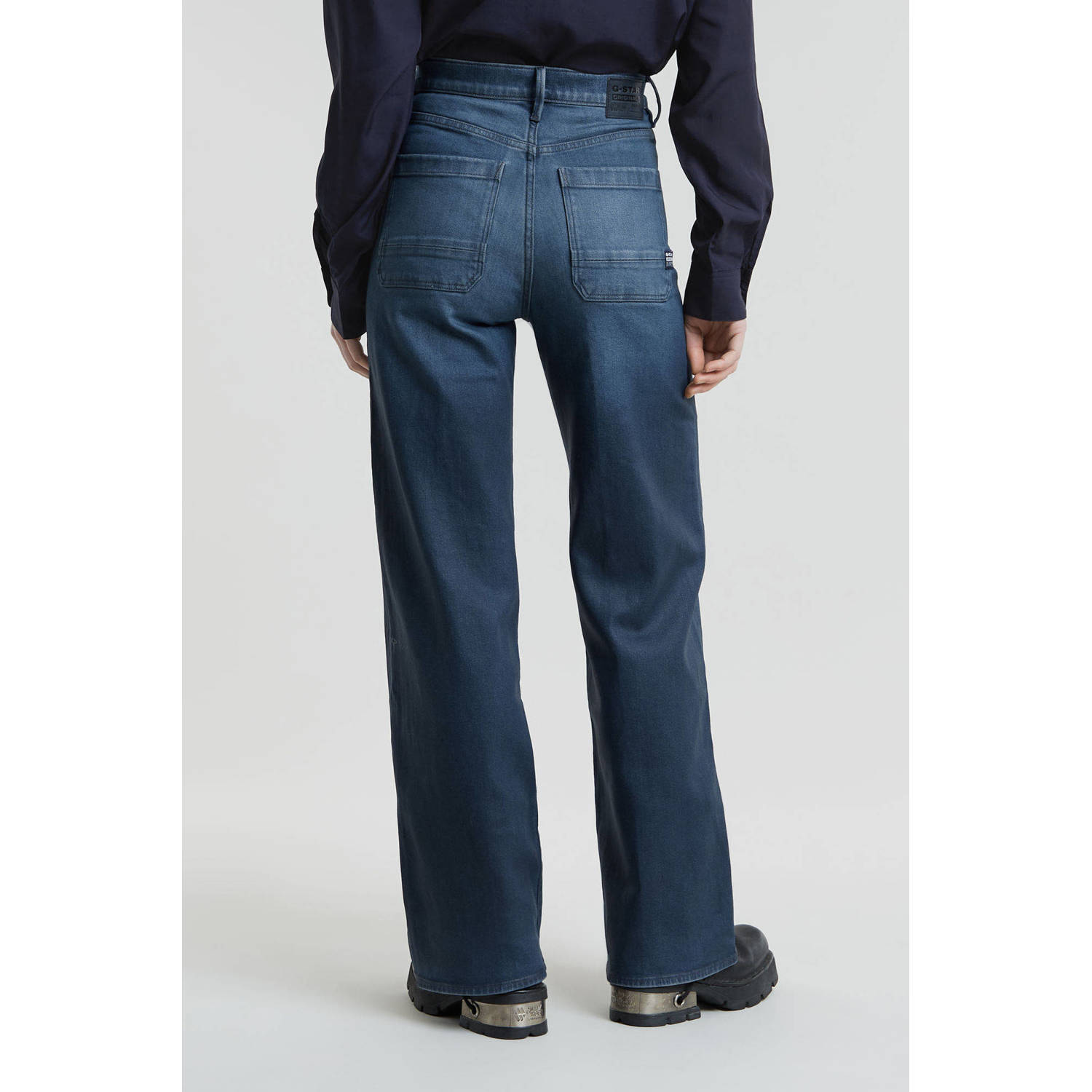 G-STAR high waist wide leg jeans dark blue denim