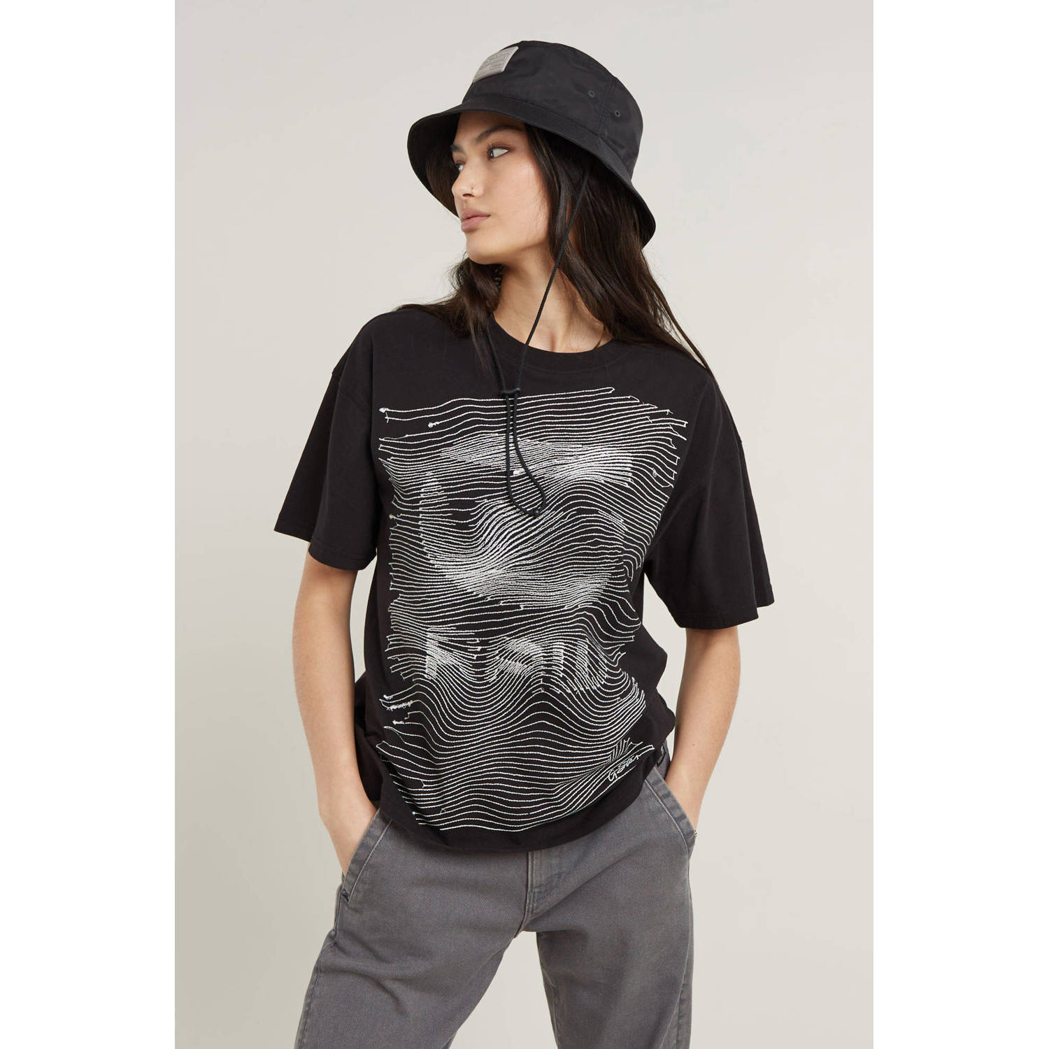 G-STAR T-shirt met printopdruk zwart wit