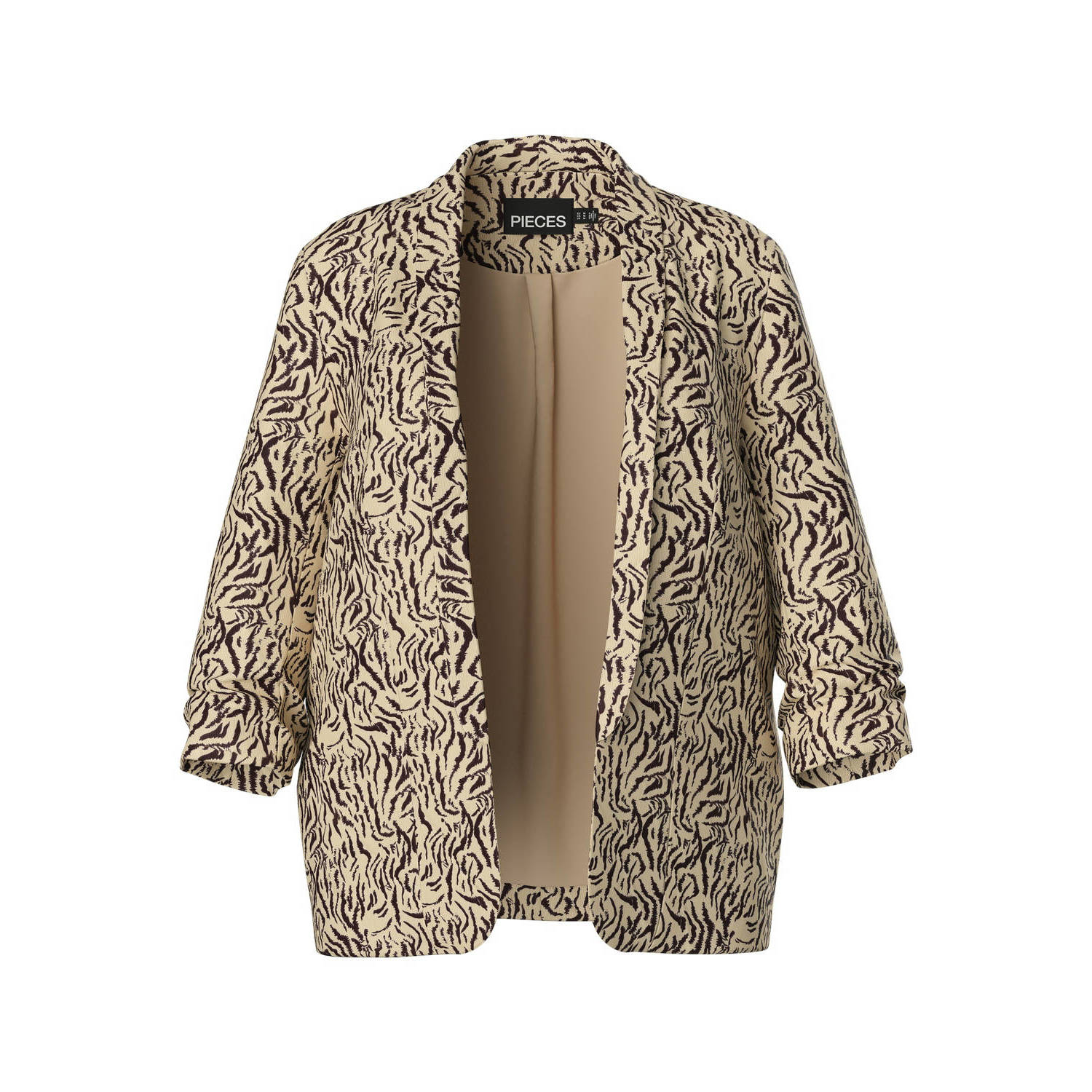 PIECES Curve rechtvallende blazer PCBOSELLA met all over print bruin zwart
