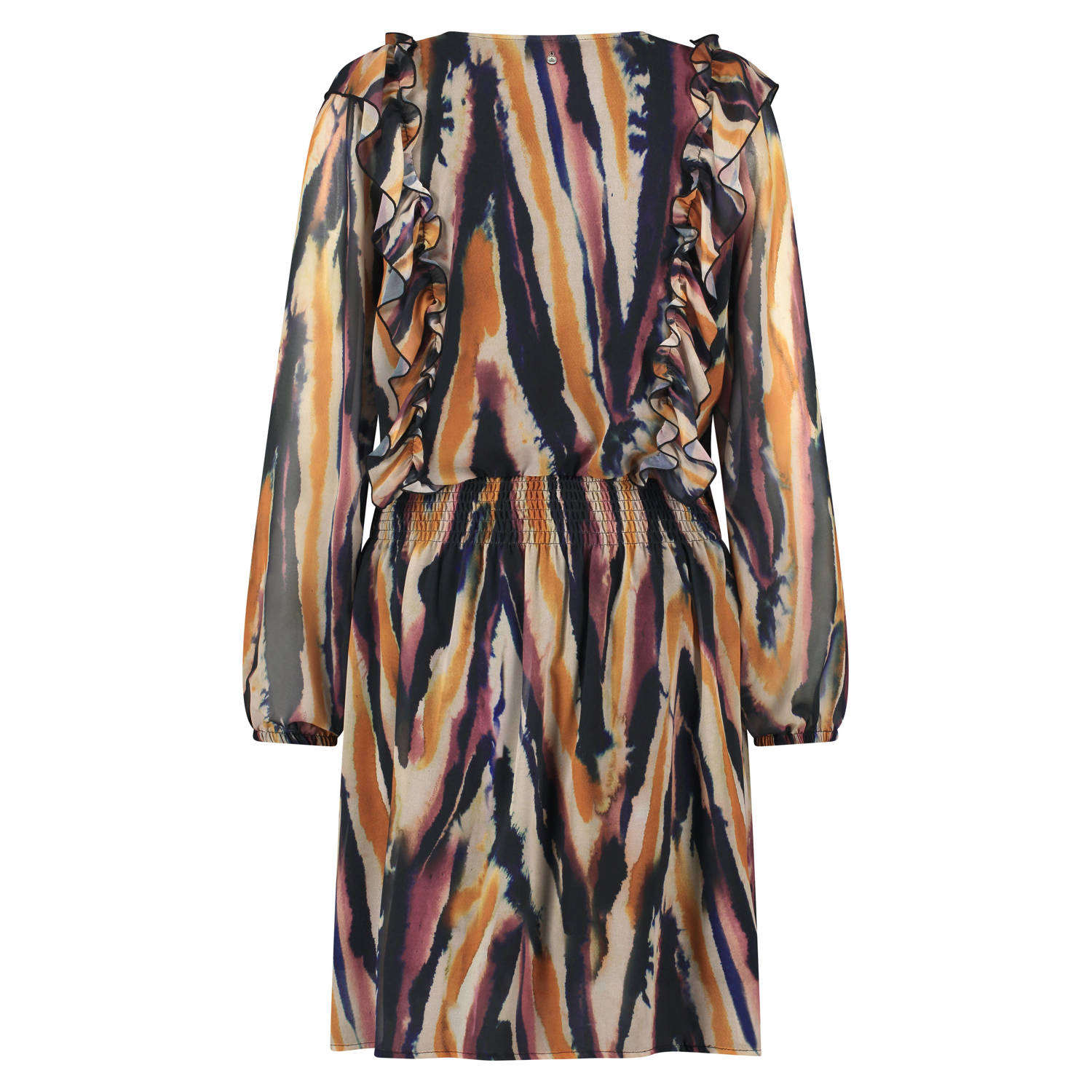 Tramontana jurk met ruches en all over print
