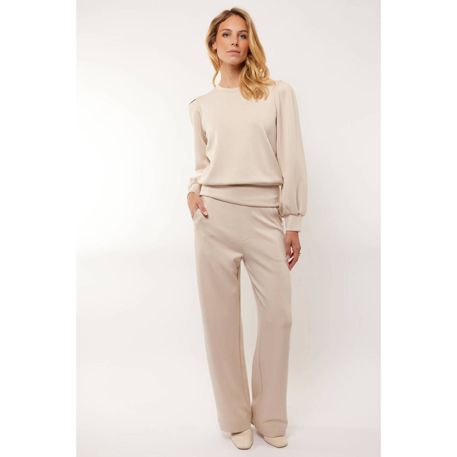 G-maxx X Froukje wide leg broek Elinne zand