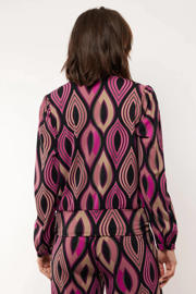 thumbnail: G-maxx blouse Else met grafische print zwart/fuchsia