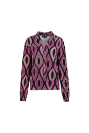 thumbnail: G-maxx blouse Else met grafische print zwart/fuchsia