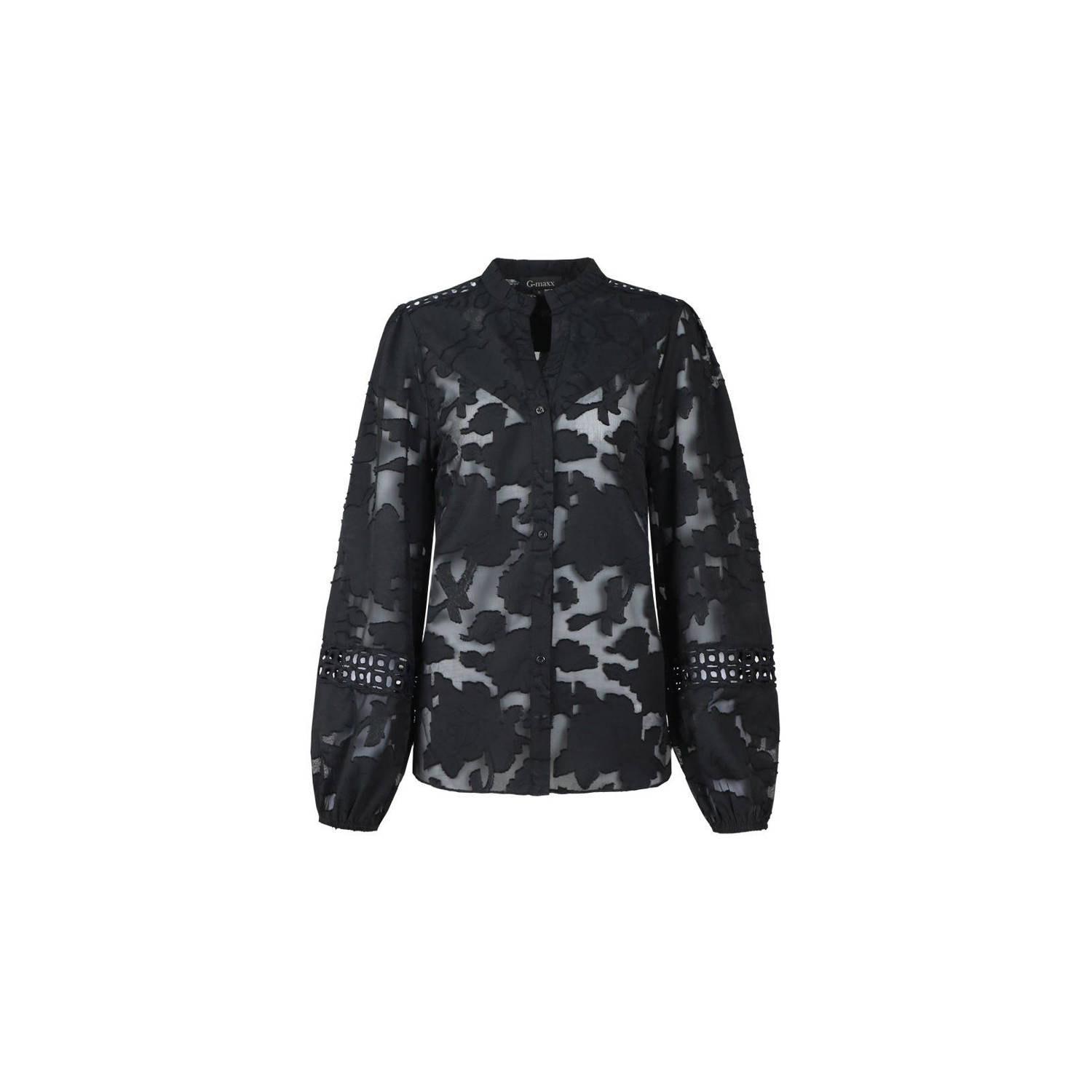 G-maxx X Froukje semi-transparante blouse Ersa zwart