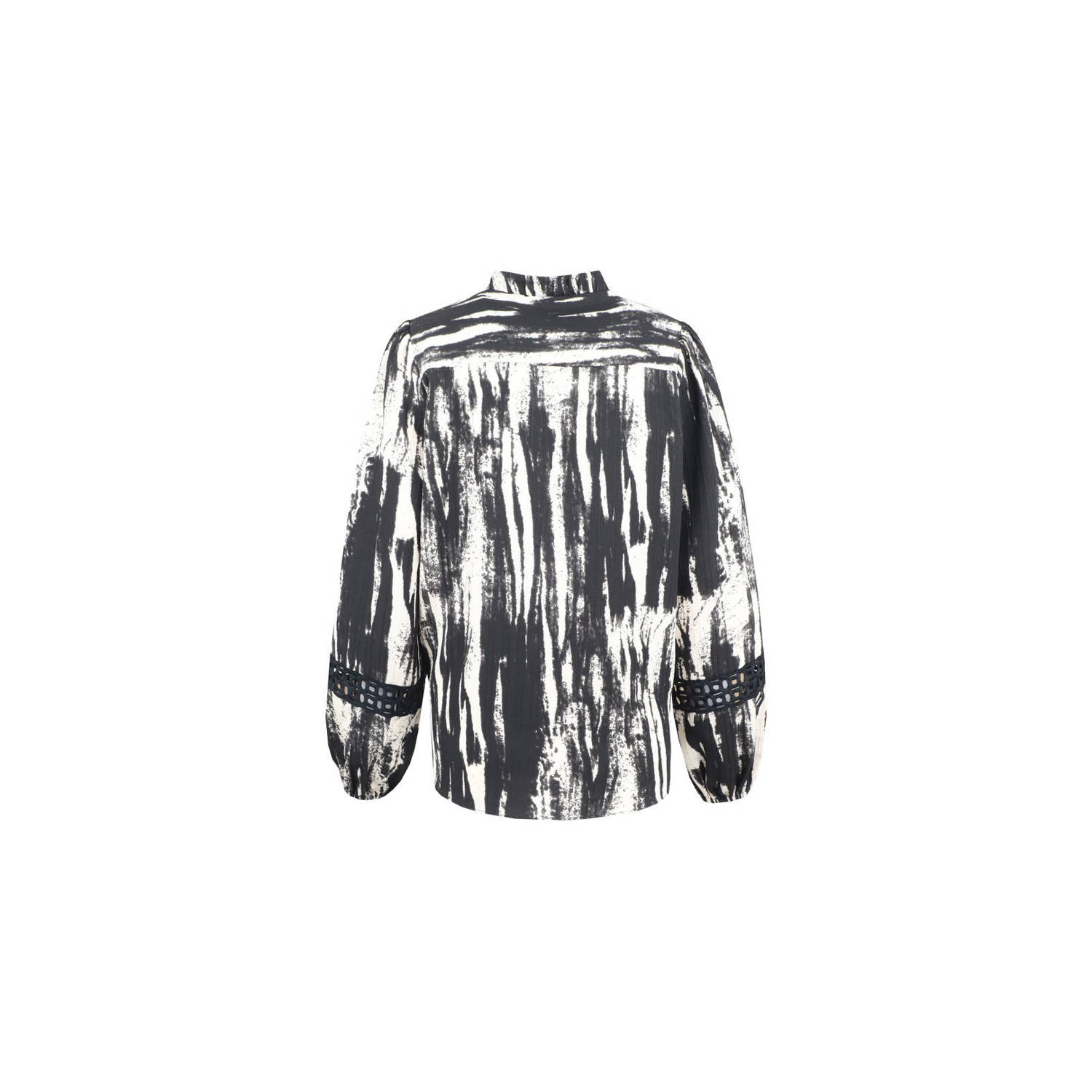 G-maxx X Froukje blouse Evia met grafische print zwart wit