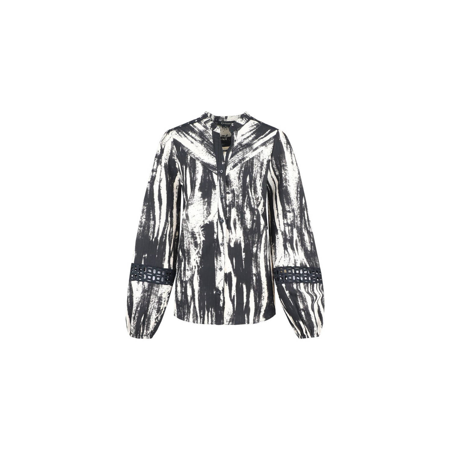 G-maxx X Froukje blouse Evia met grafische print zwart wit