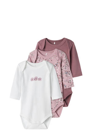 romper NBFBODY - set van 3 wit/lila/paars