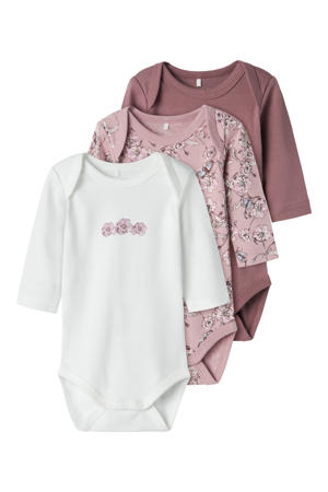 romper NBFBODY - wit/lila/paars (set van 3)