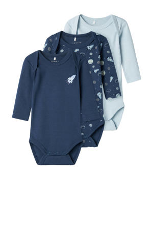 romper NBMBODY - donkerblauw/lichtblauw (set van 3)