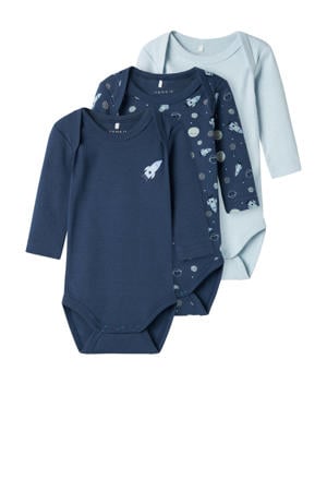 romper NBMBODY - donkerblauw/lichtblauw (set van 3)