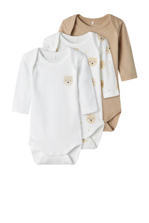 romper NBNBODY - zand/wit (set van 3)
