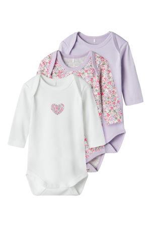 romper NBFBODY - s/roze/groen (set van 3 paar)